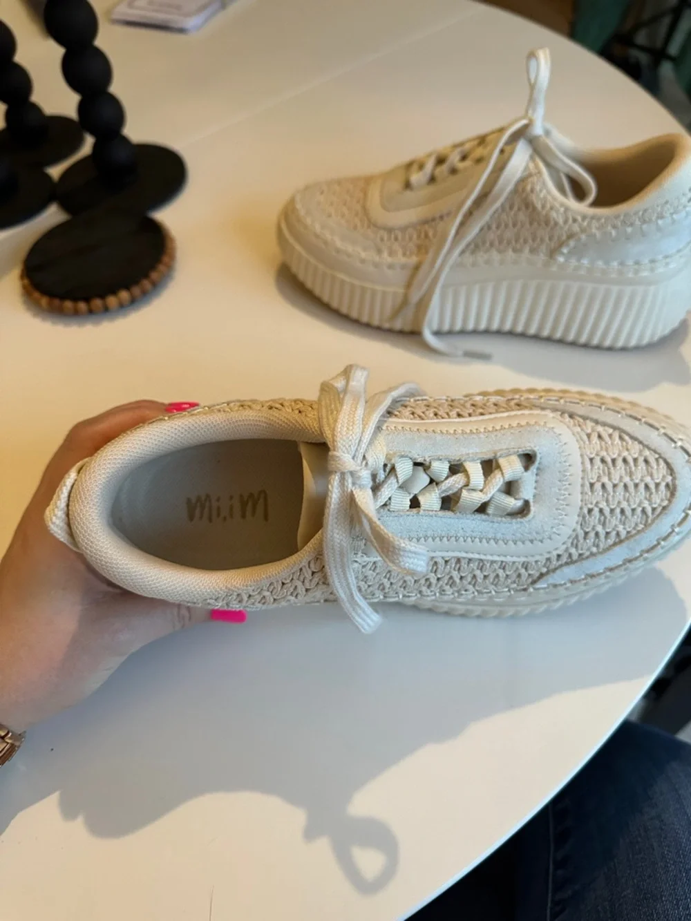 Mi.iM Cream Woven Platform Sneakers - Picture 4 of 7
